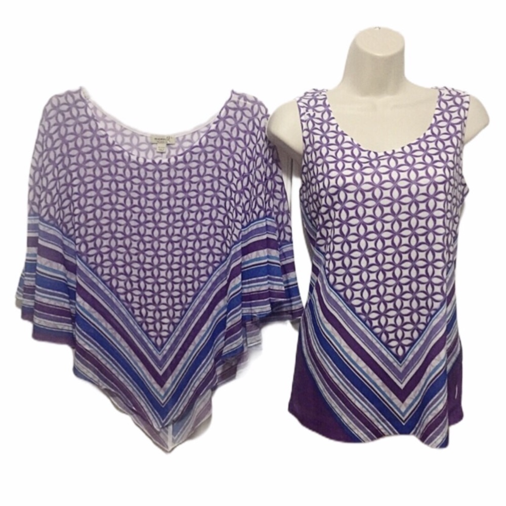 Live & Let Live Scarf Print Tank w/ Poncho